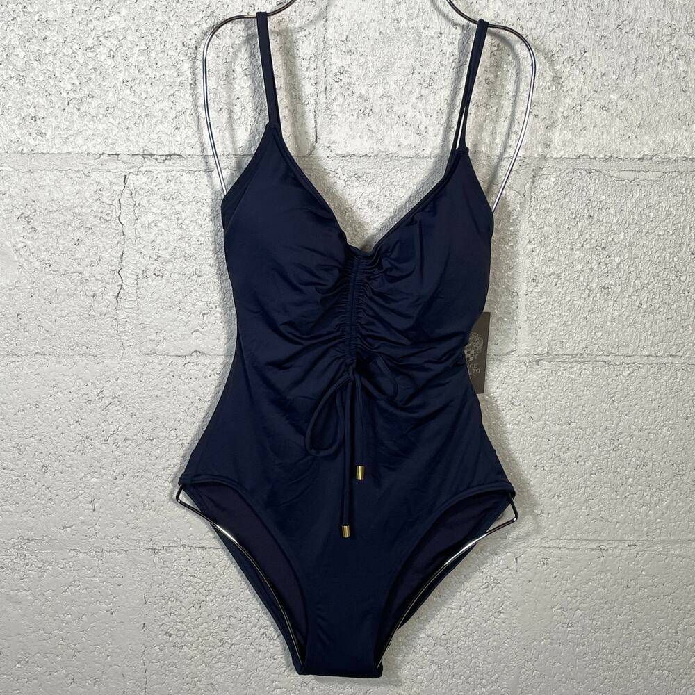 Vince Camuto Womens V-Neck One-Piece 4 Blue